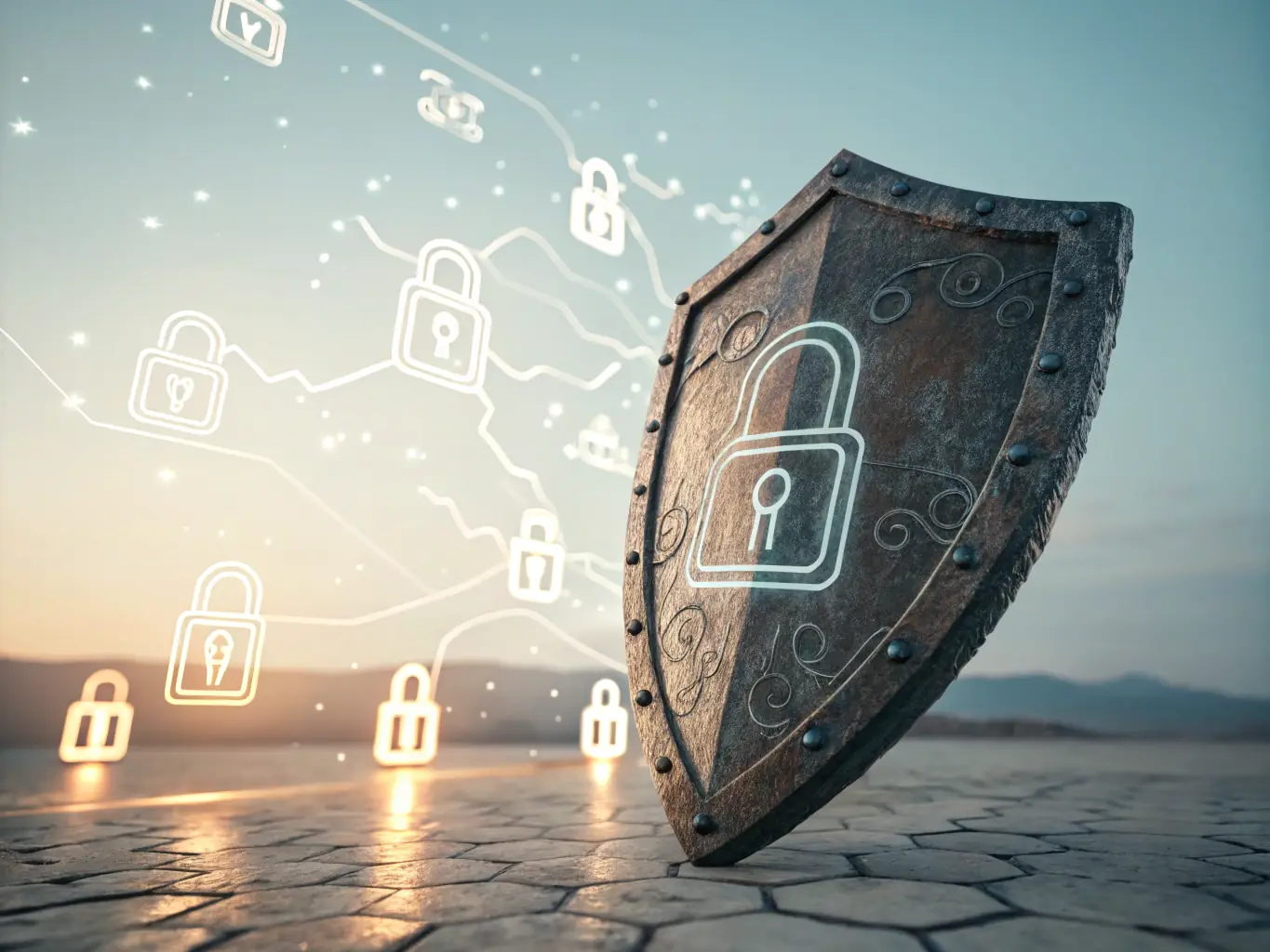 An image illustrating security icons like a shield, lock, and encryption symbols, emphasizing the robust security measures implemented to protect financial data.