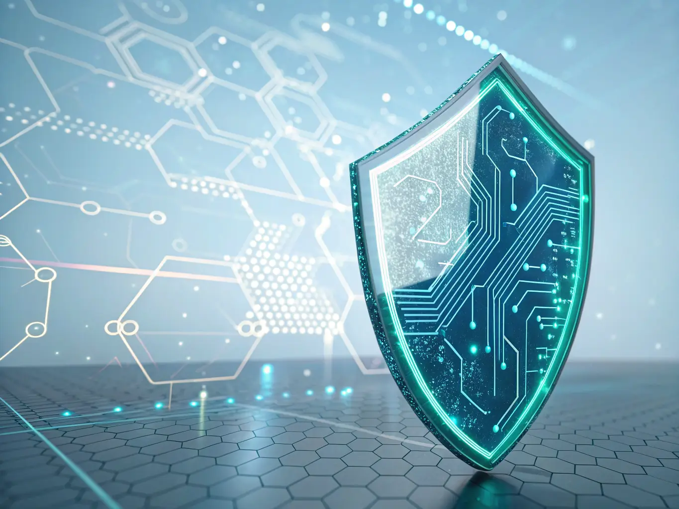 An image illustrating security icons like shield, lock, and encryption symbols, representing Security & Compliance.